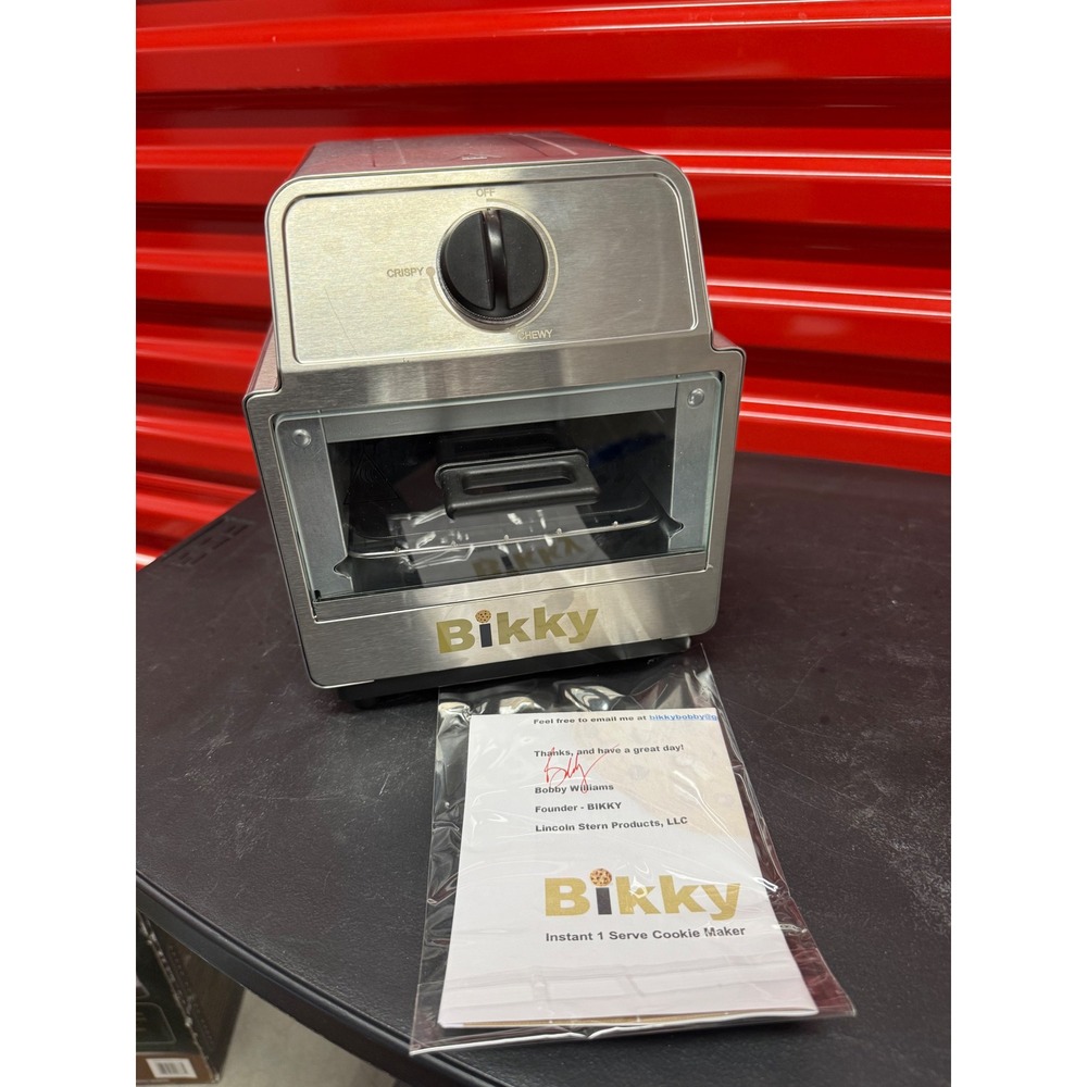 Bikky Instant 1 Serve Cookie Maker Stainless Steel Countertop Oven Silver Black